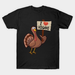 I Love Vegan funny thanksgiving turkey T-Shirt